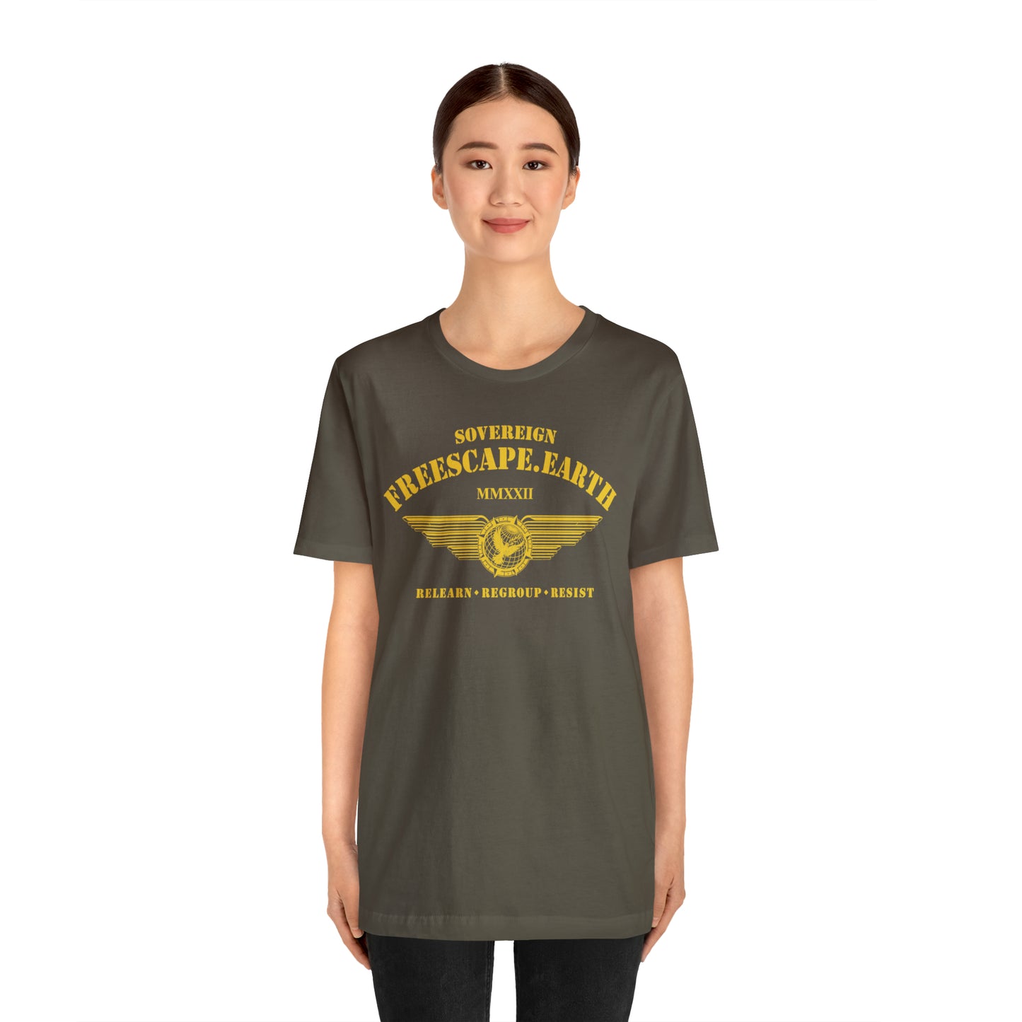 T-Shirt: Sovereign Collegiate (gold ink, center)