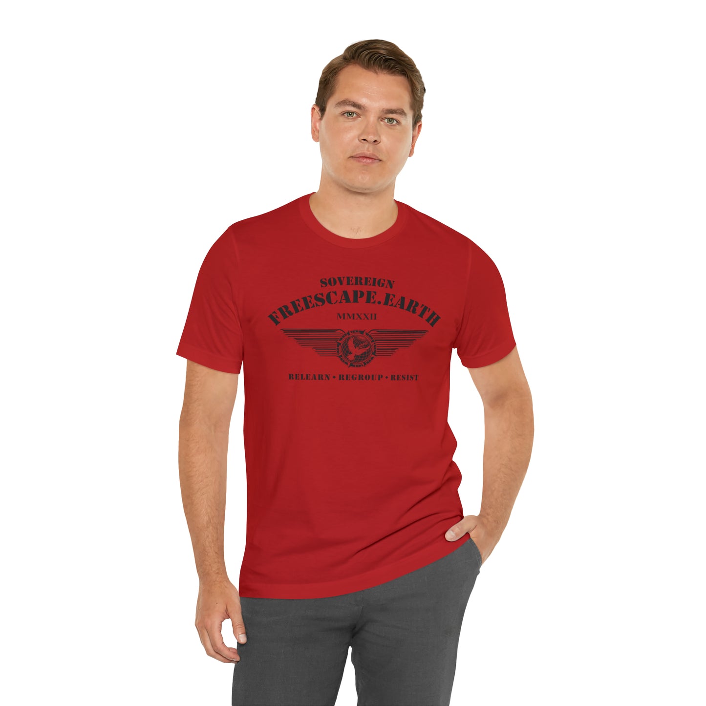 T-Shirt: Sovereign Collegiate (black ink, center)