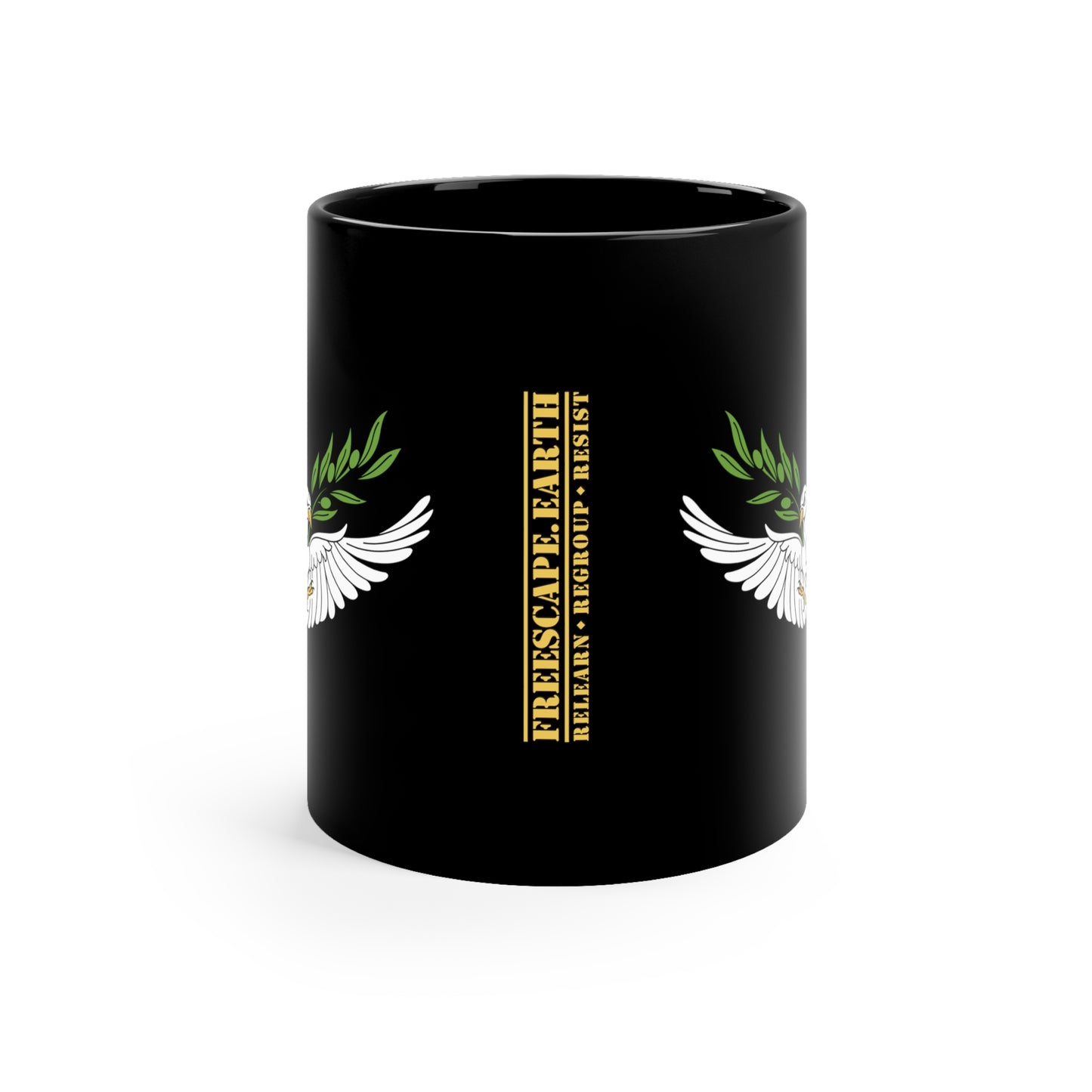 11oz Black Mug: Peace Dove