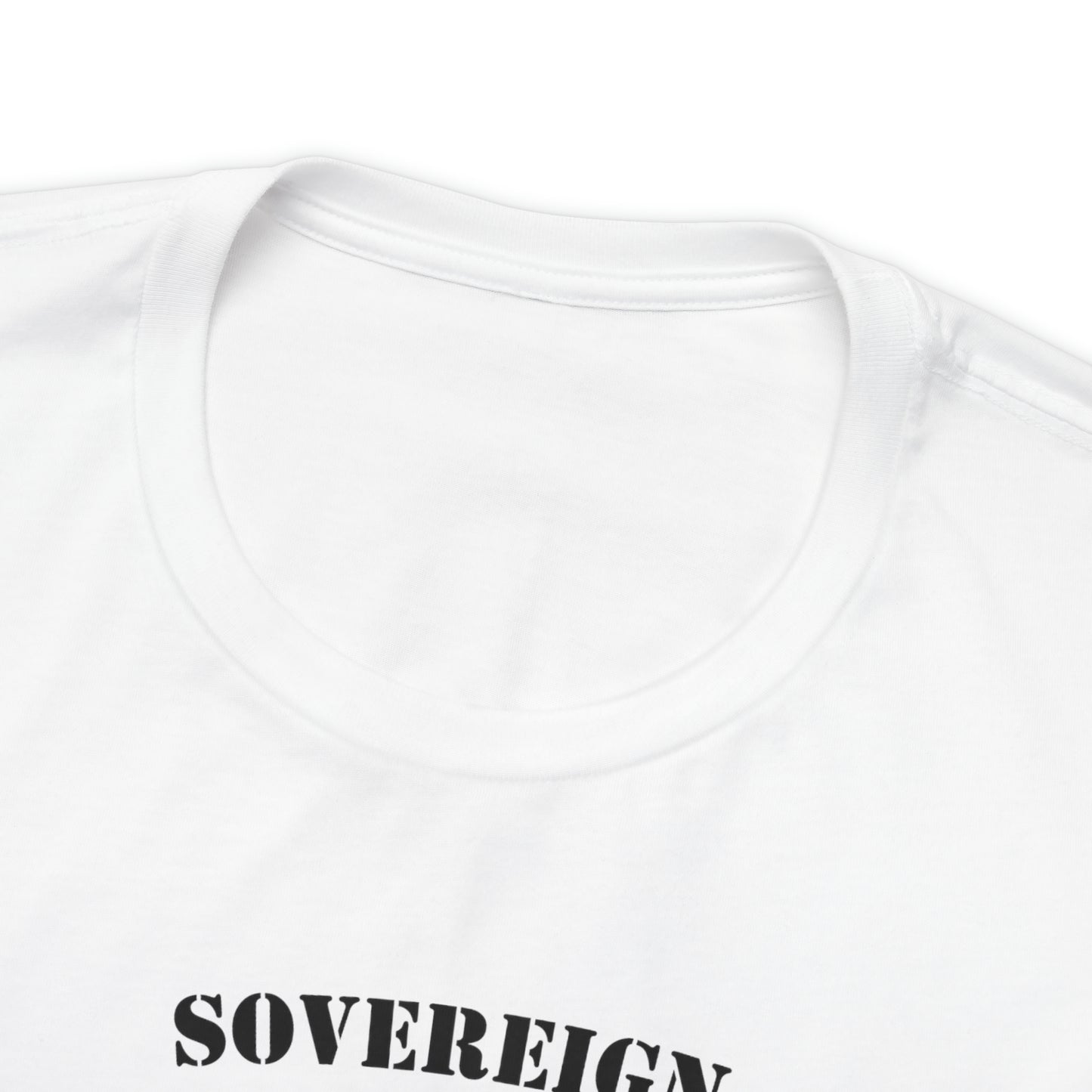 T-Shirt: Sovereign Collegiate (black ink, center)