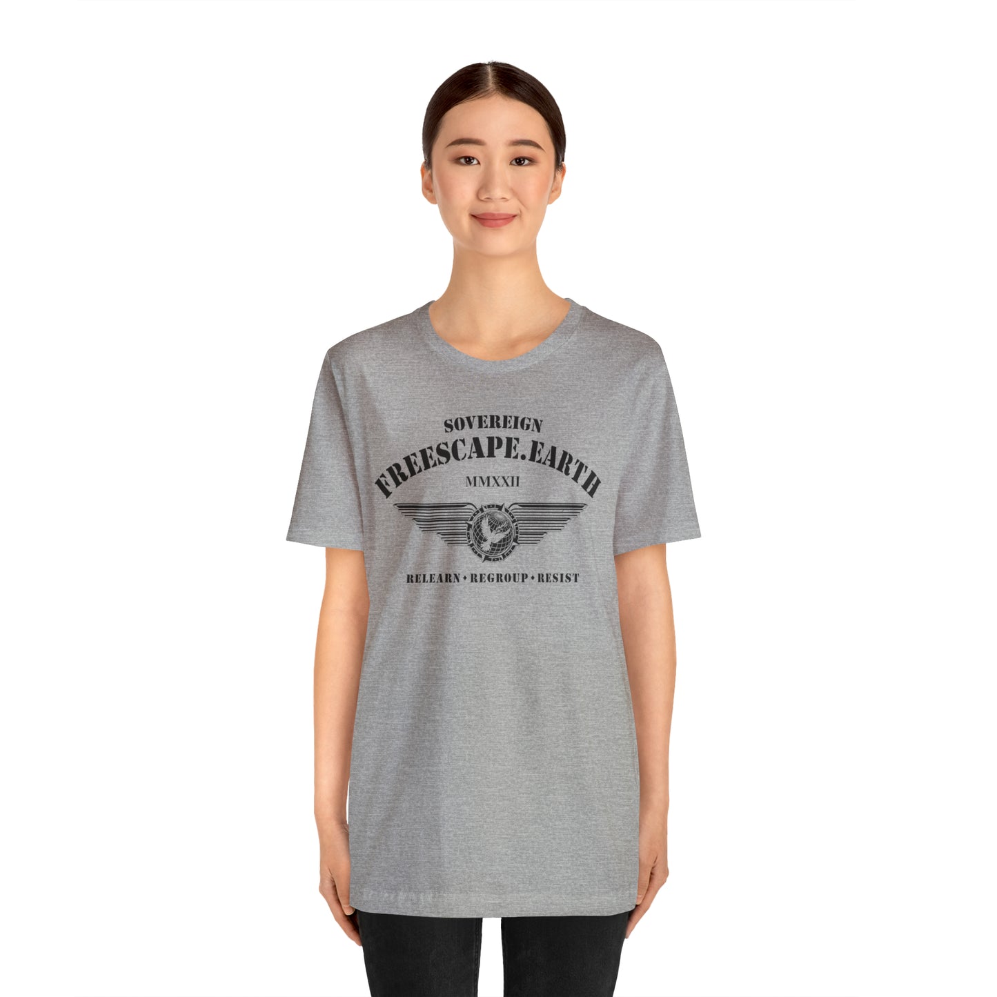 T-Shirt: Sovereign Collegiate (black ink, center)