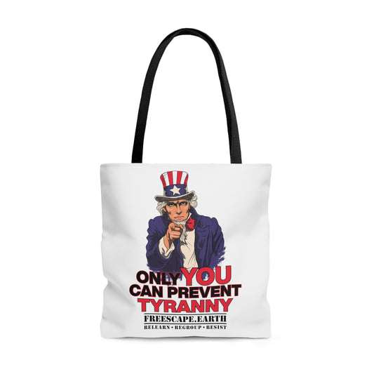 Tote Bag: Prevent Tyranny + Be Part of the Solution (back)