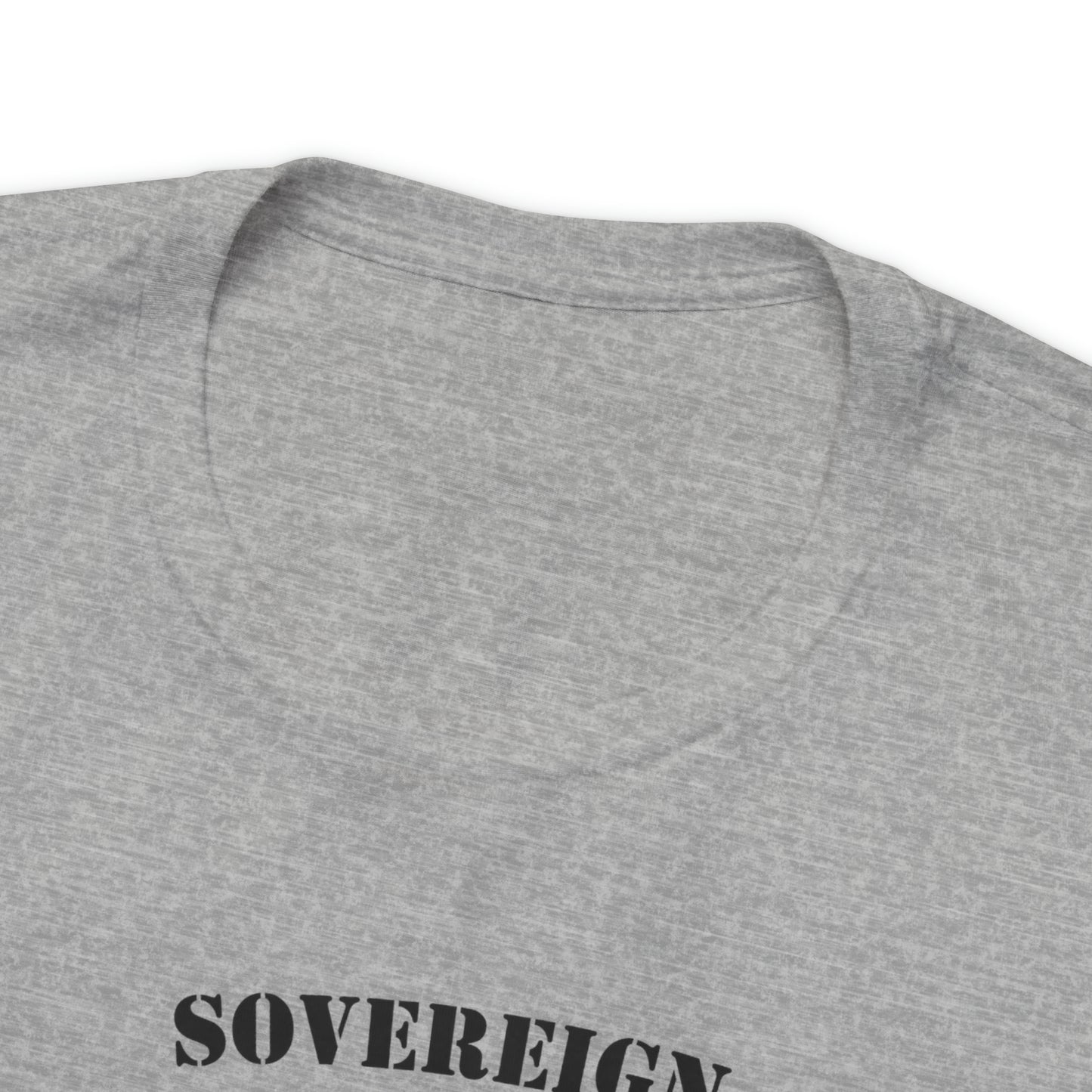 T-Shirt: Sovereign Collegiate (black ink, center)