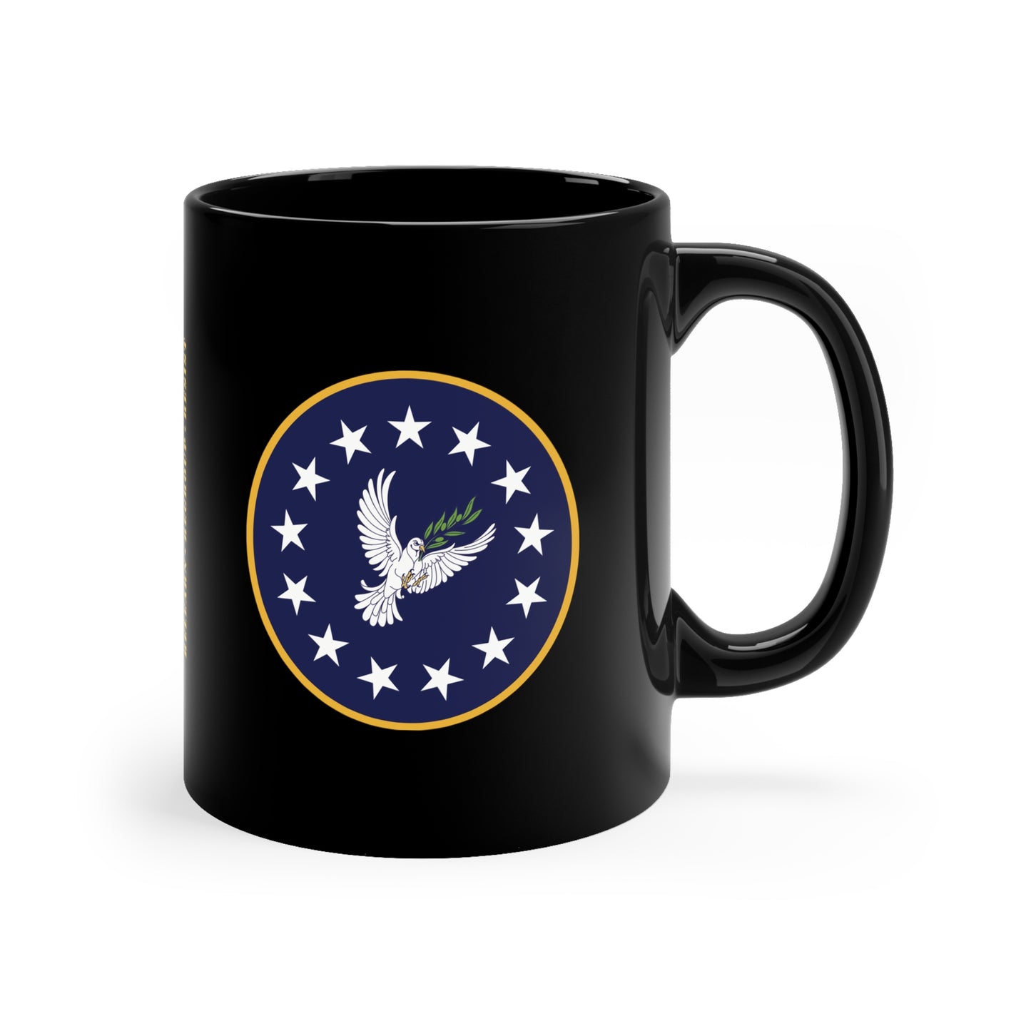 11oz Black Mug: 13-Star USA Peace Dove Shield