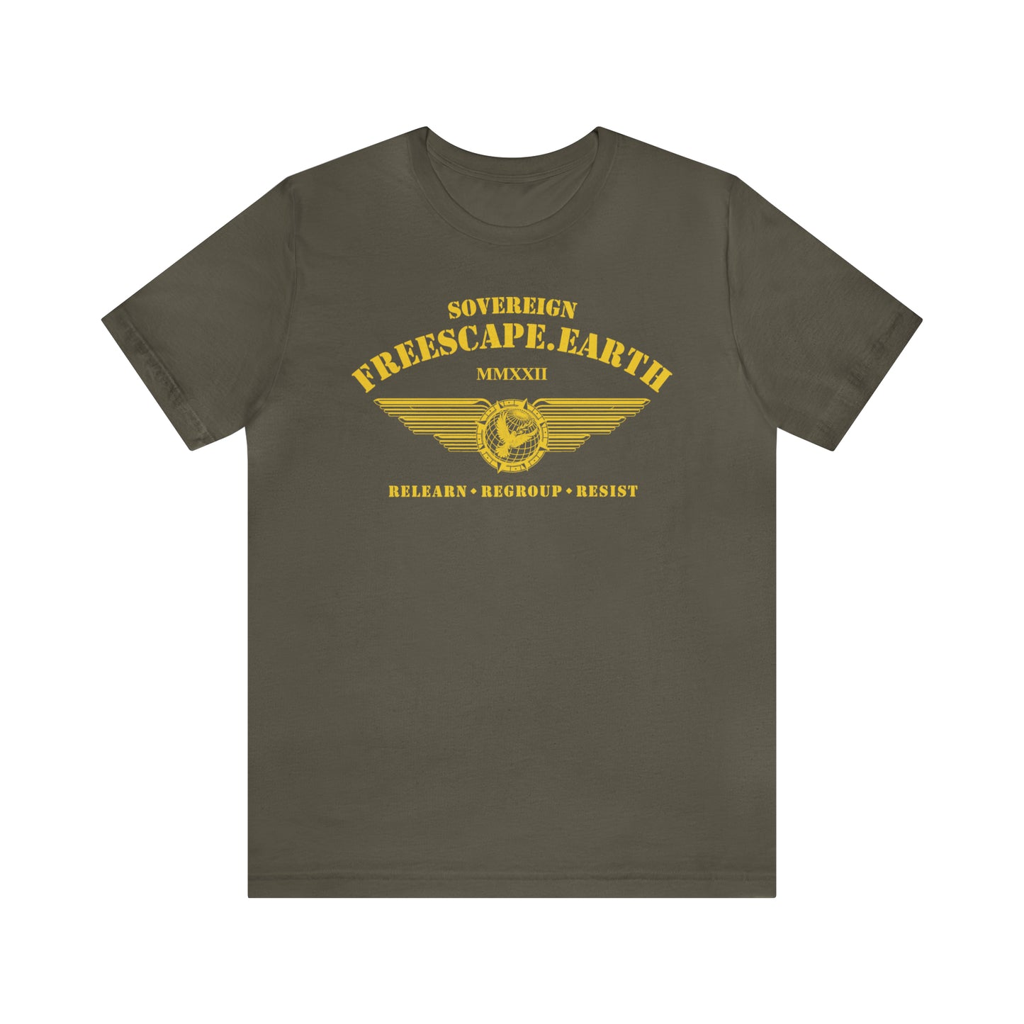 T-Shirt: Sovereign Collegiate (gold ink, center)