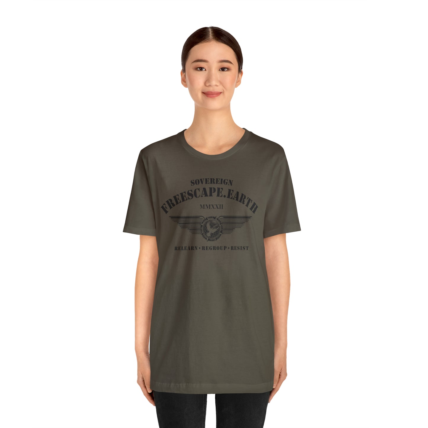 T-Shirt: Sovereign Collegiate (black ink, center)