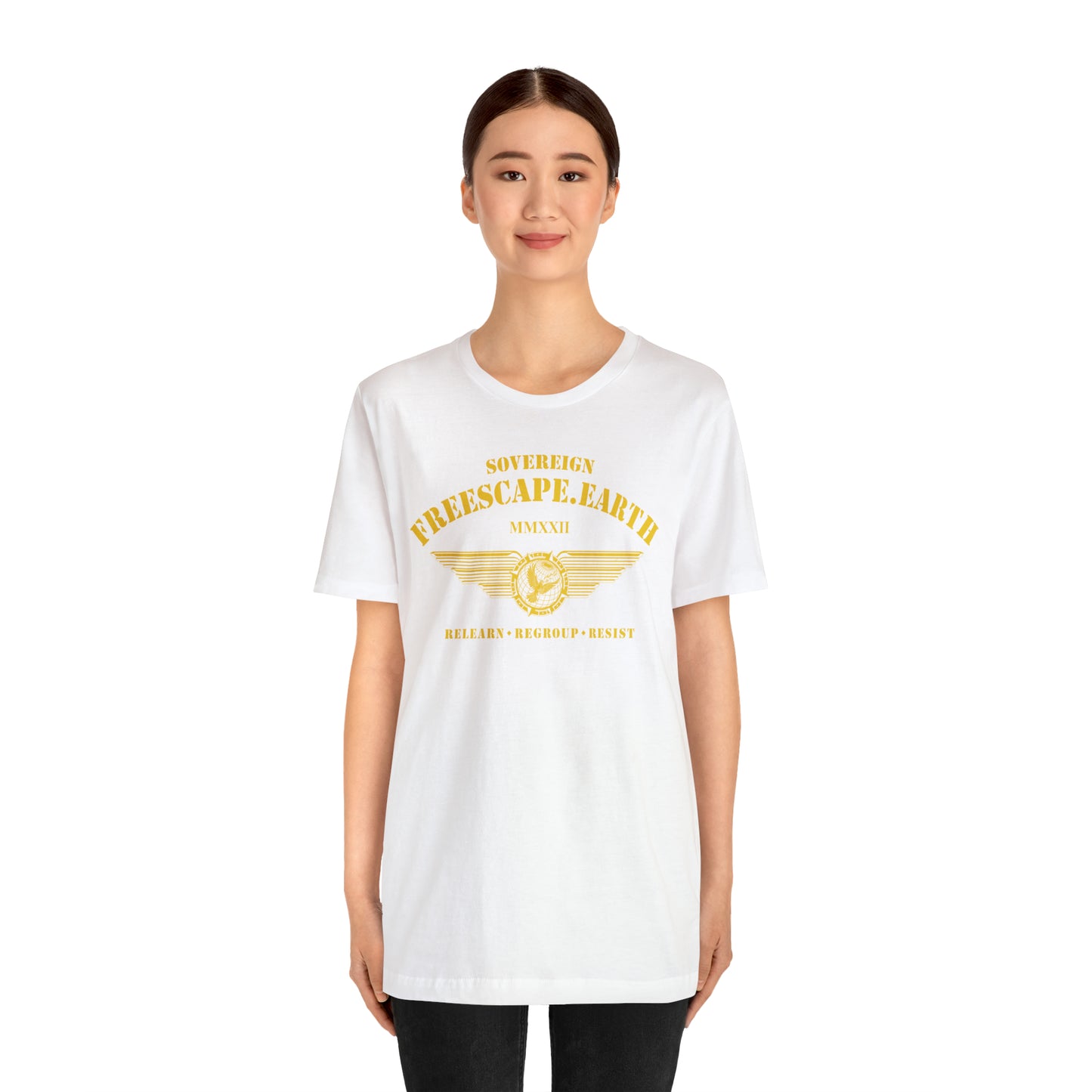 T-Shirt: Sovereign Collegiate (gold ink, center)