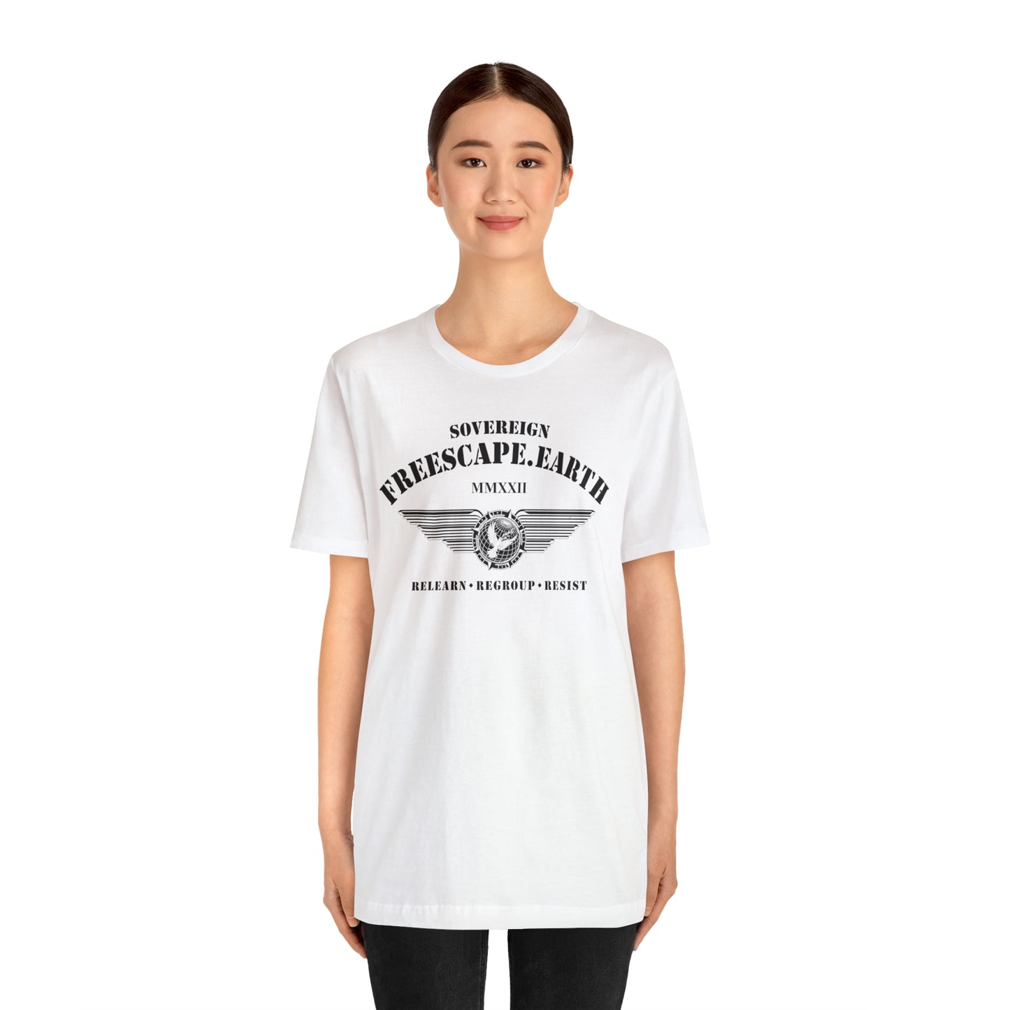 T-Shirt: Sovereign Collegiate (black ink, center)