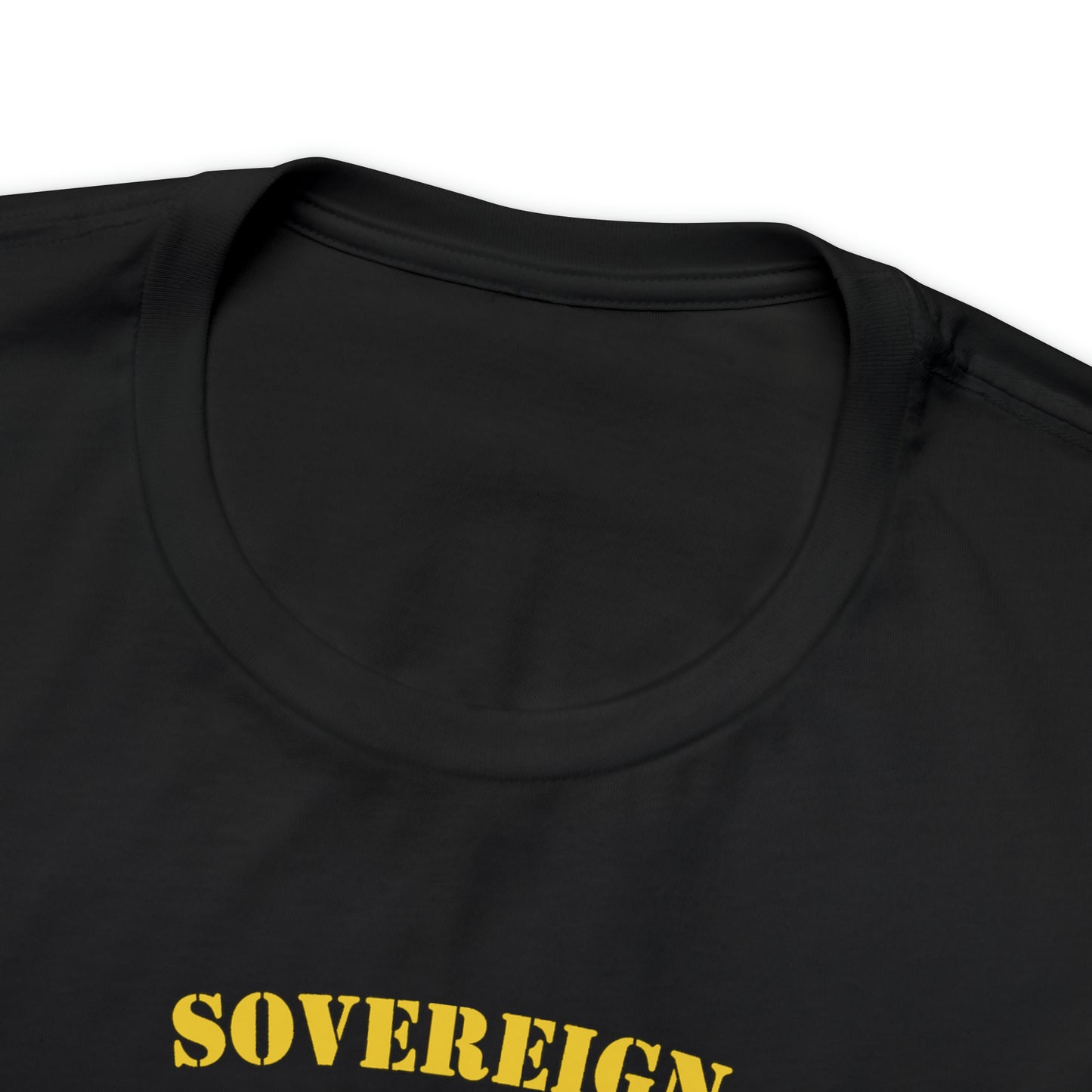 T-Shirt: Sovereign Collegiate (gold ink, center)