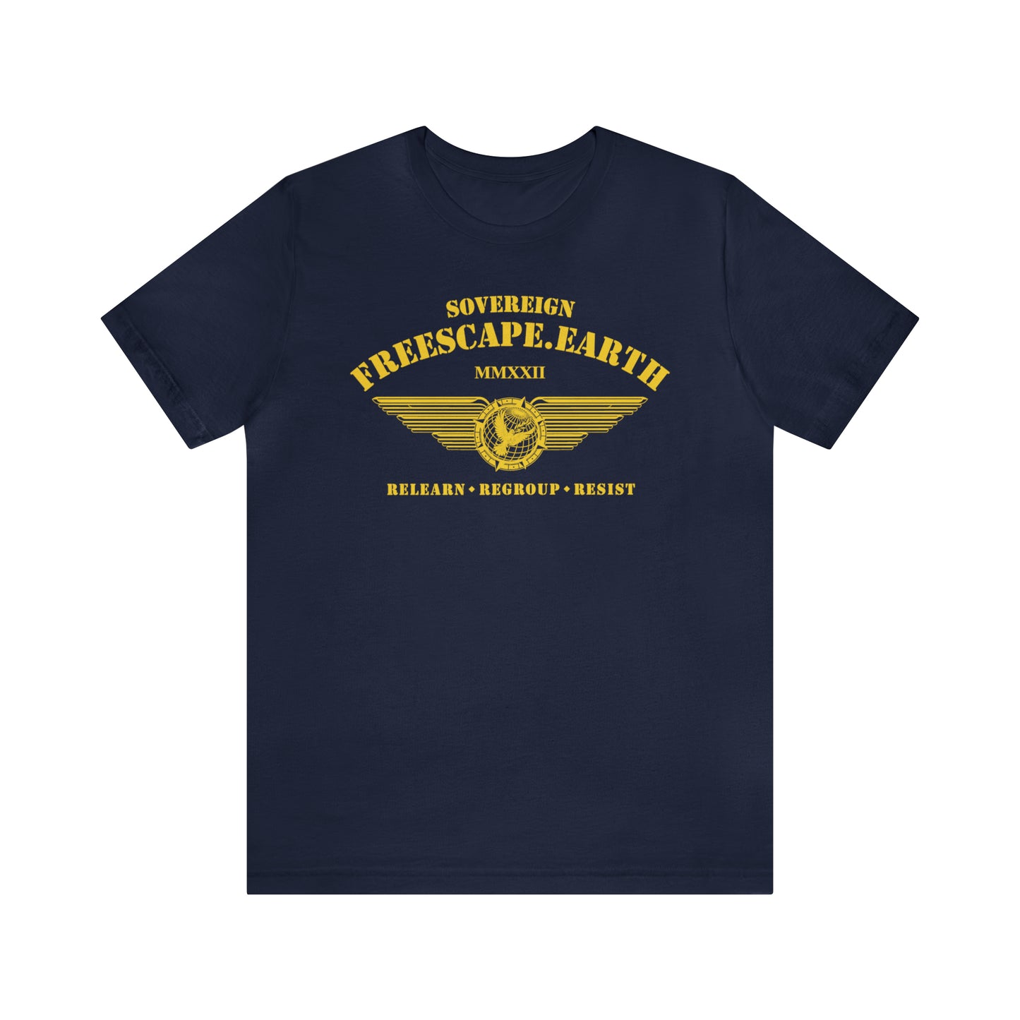 T-Shirt: Sovereign Collegiate (gold ink, center)