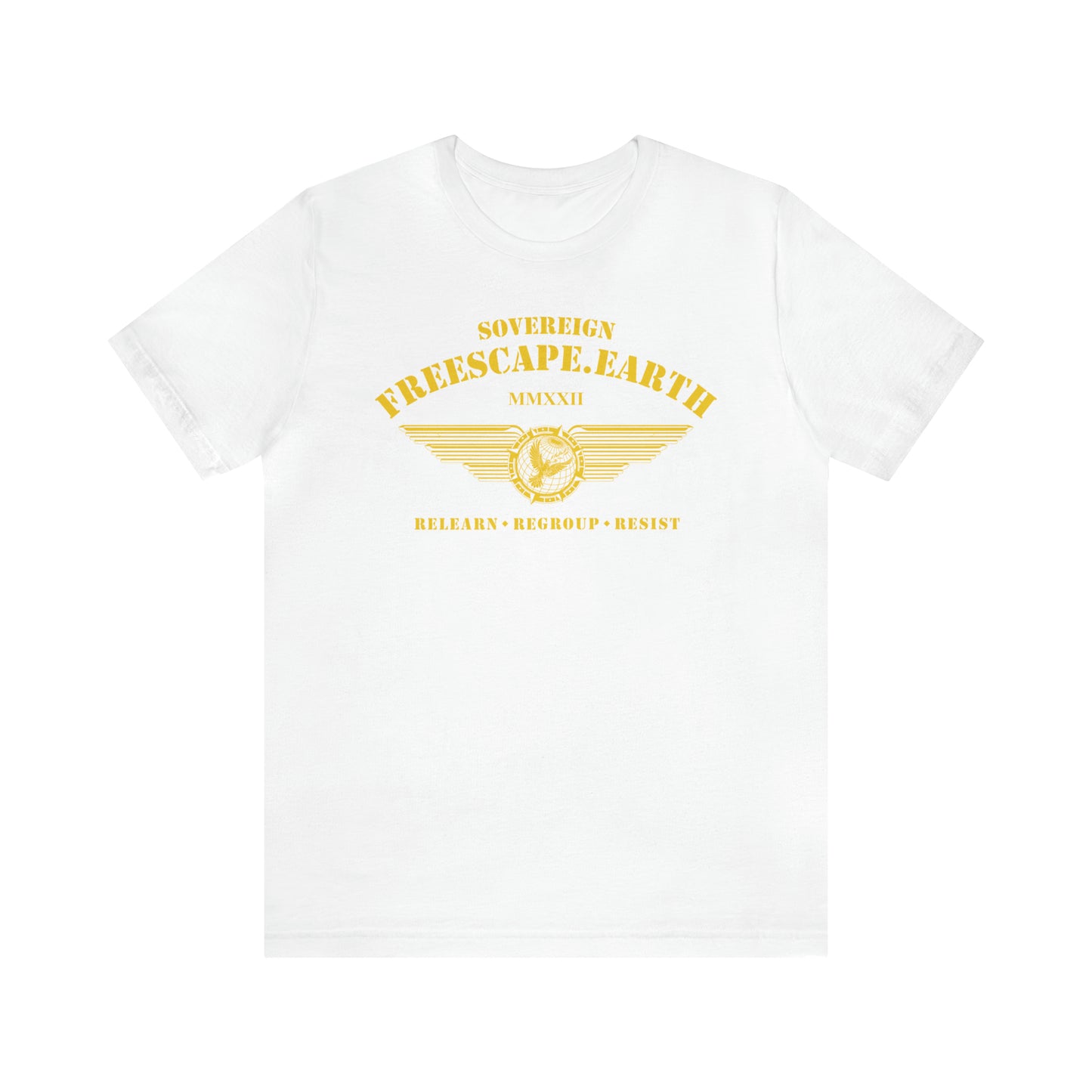 T-Shirt: Sovereign Collegiate (gold ink, center)