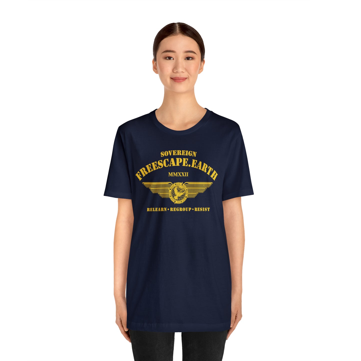 T-Shirt: Sovereign Collegiate (gold ink, center)