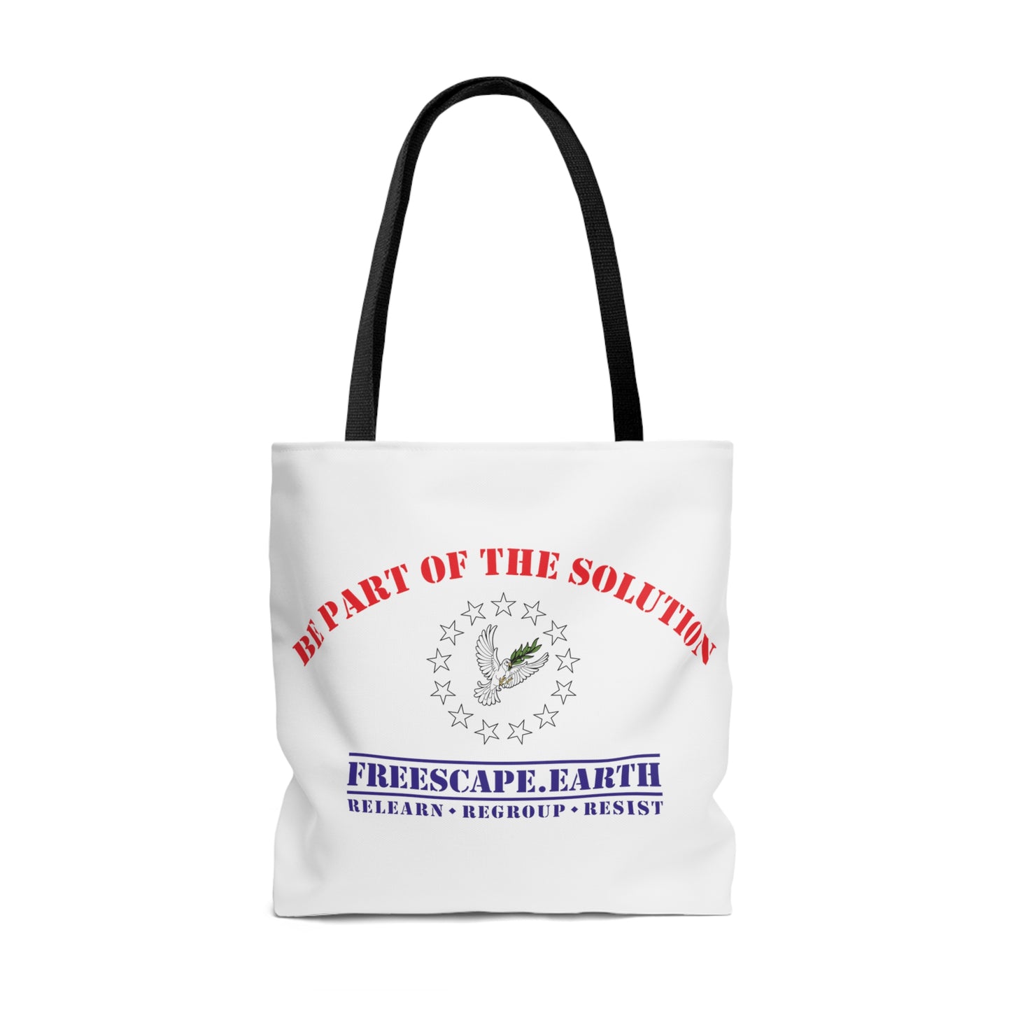 Tote Bag: 13-Star USA Peace Dove Seal + Be Part of the Solution (back)