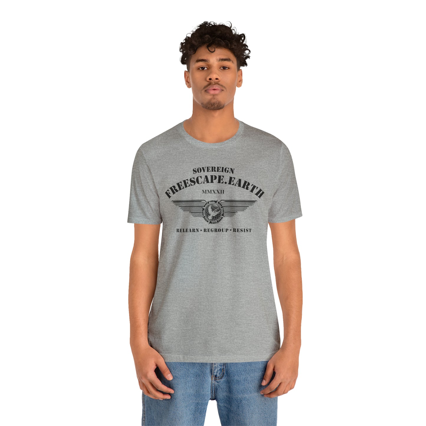 T-Shirt: Sovereign Collegiate (black ink, center)