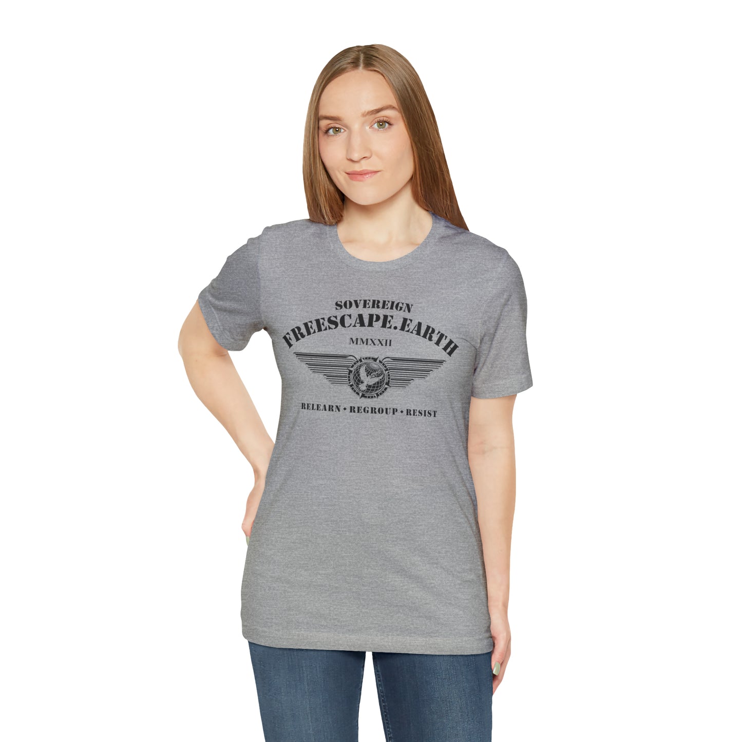 T-Shirt: Sovereign Collegiate (black ink, center)