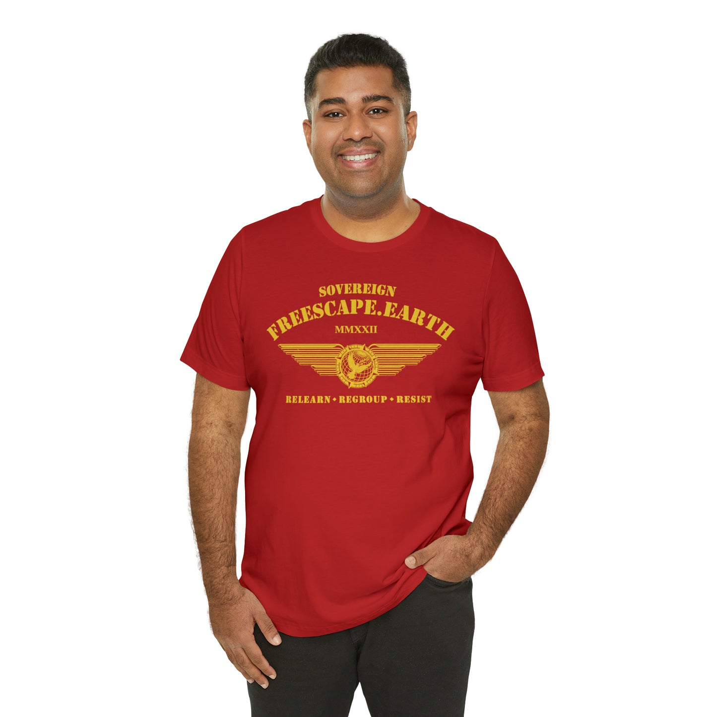 T-Shirt: Sovereign Collegiate (gold ink, center)