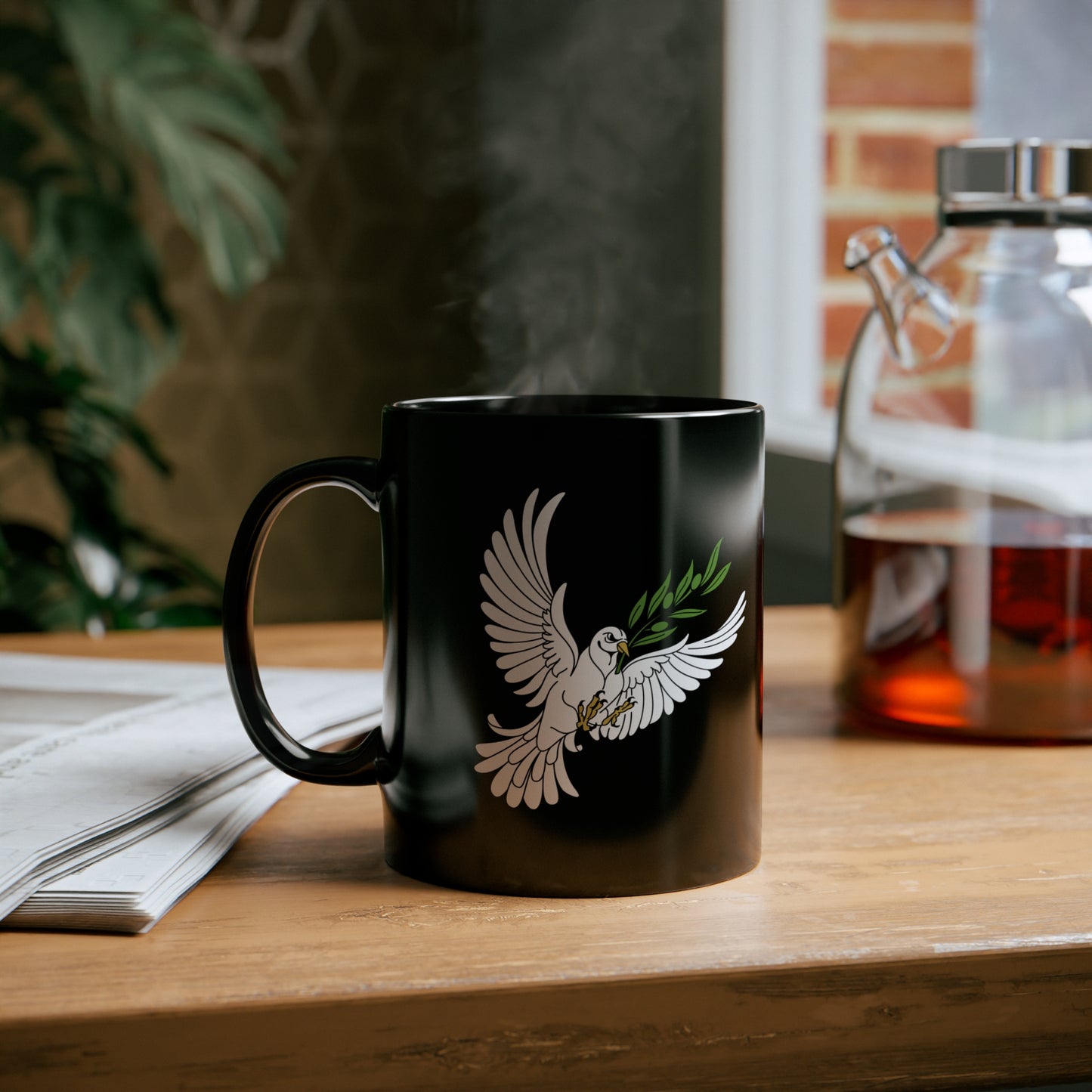 11oz Black Mug: Peace Dove