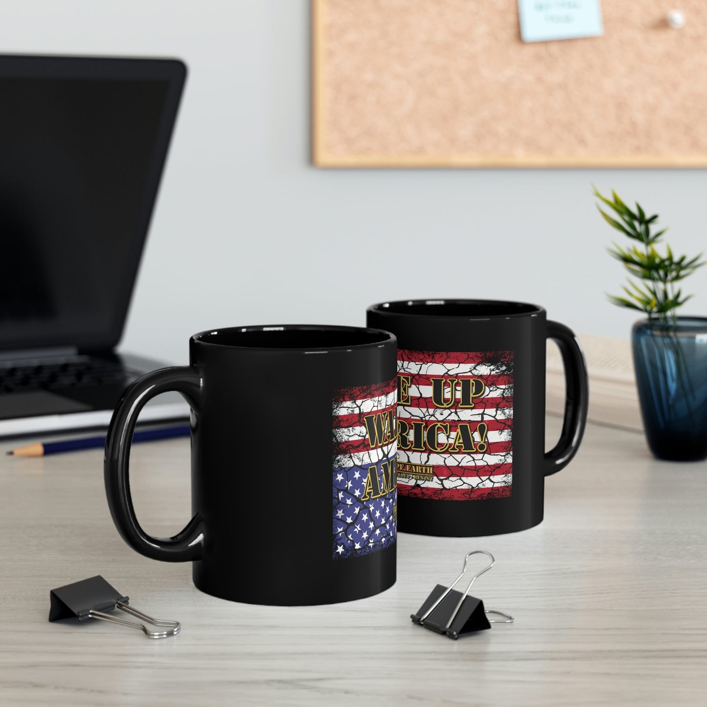 11oz Black Mug: Wake Up America!