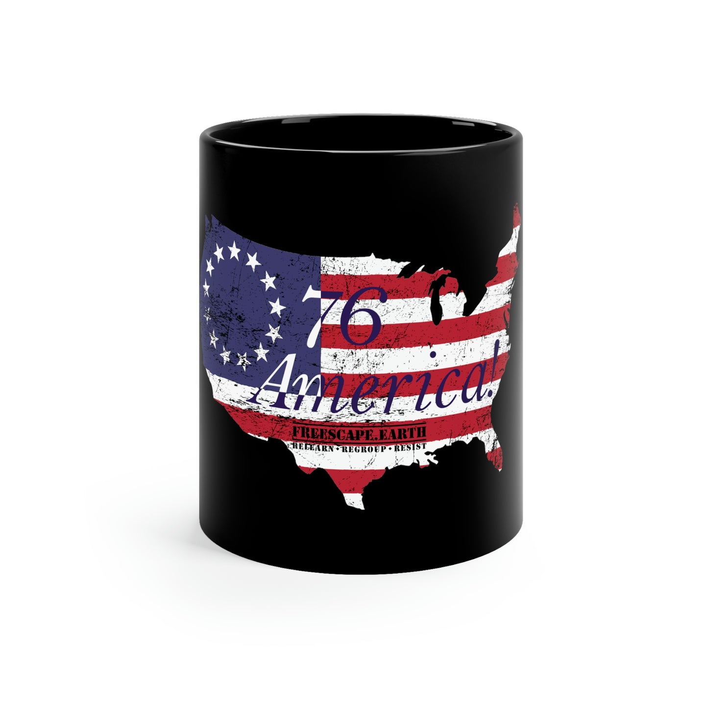 11oz Black Mug: 76 America!